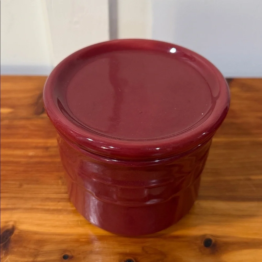 Longaberger One Pint Salt Crock w/ Lid in Paprika